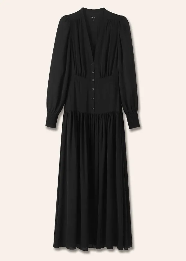 ME+EM Silk Statement V-Neck Maxi Dress + Belt | Women Maxi Dresses