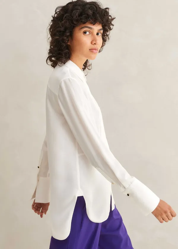 ME+EM Silk Tux Shirt | Women Shirts