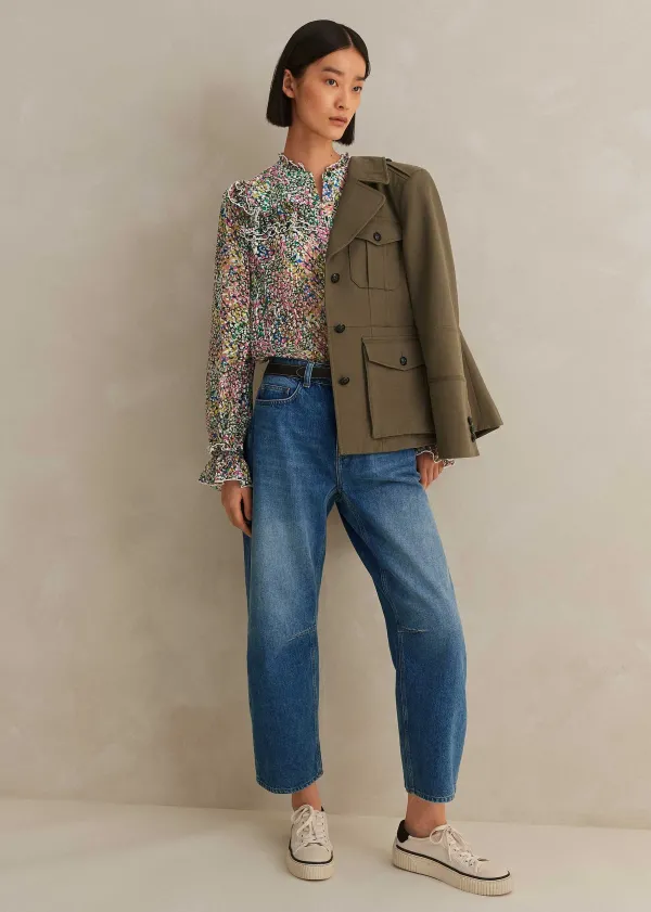 ME+EM Silk-Blend Devor Confetti Print Blouse | Women Blouses