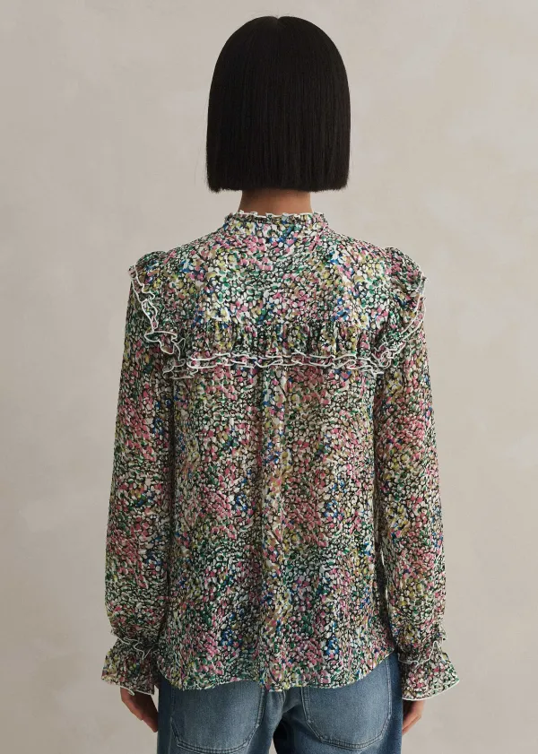 ME+EM Silk-Blend Devor Confetti Print Blouse | Women Blouses
