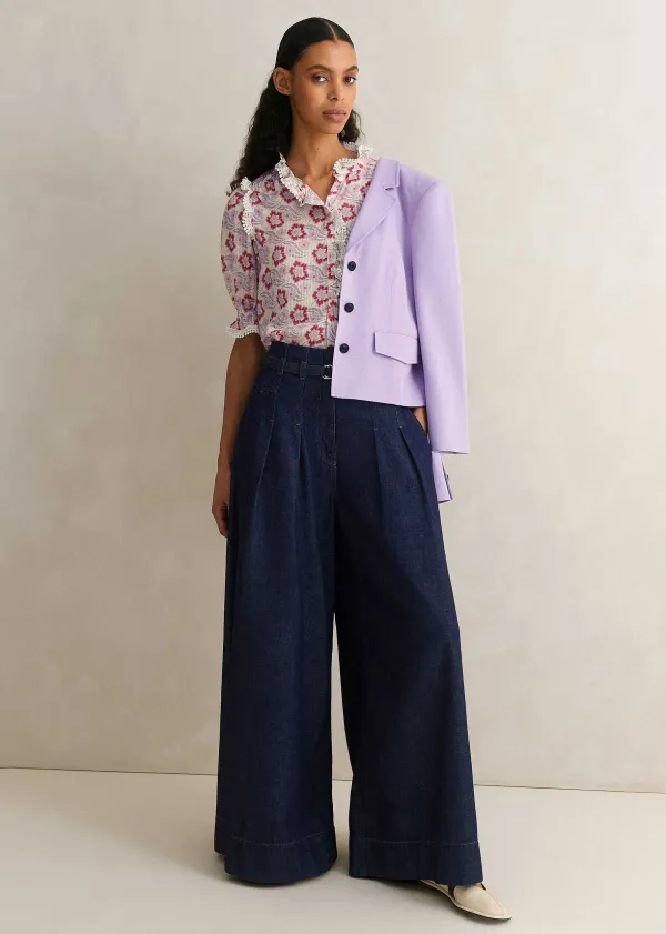 ME+EM Silk-Blend Floral Swirl Print Top | Women Blouses