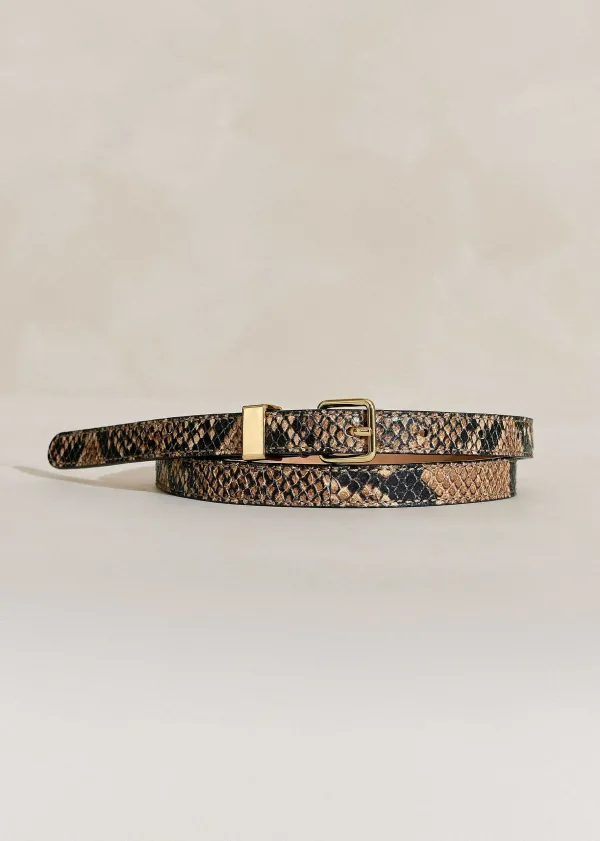 ME+EM Skinny Snake-Embossed Leather Belt | Women Belts And Jewellery