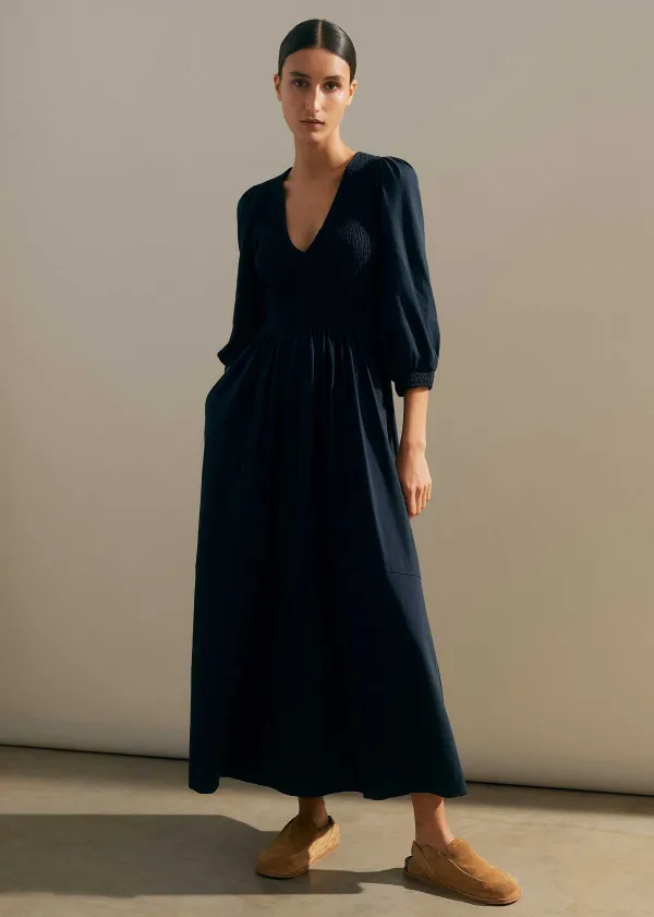 ME+EM Slub Cotton V-Neck Maxi Dress | Women Maxi Dresses