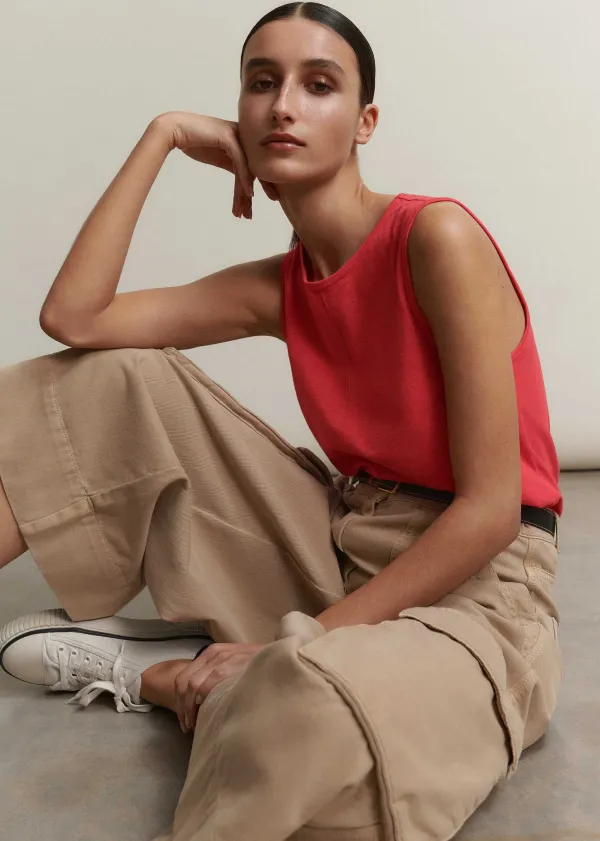 ME+EM Slub Crew Neck Swing Vest | Women T-Shirts