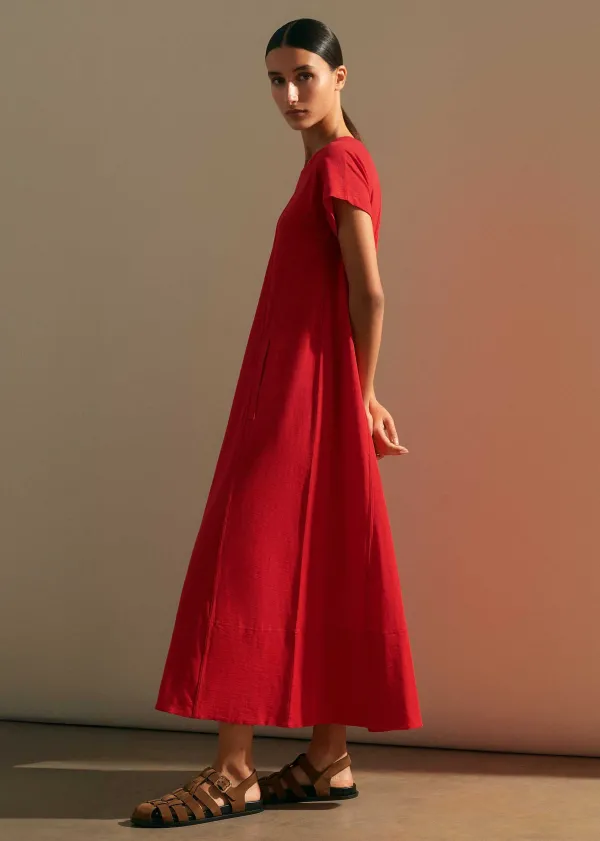 ME+EM Slub Jersey Midi Swing Dress | Women Midi Dresses