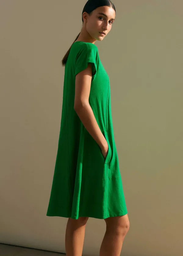 ME+EM Slub Jersey Raglan Seam Short Swing Dress | Women Short Dresses