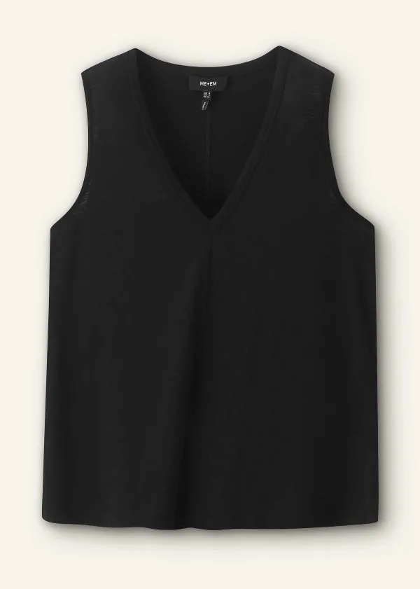 ME+EM Slub V-Neck Swing Vest | Women T-Shirts