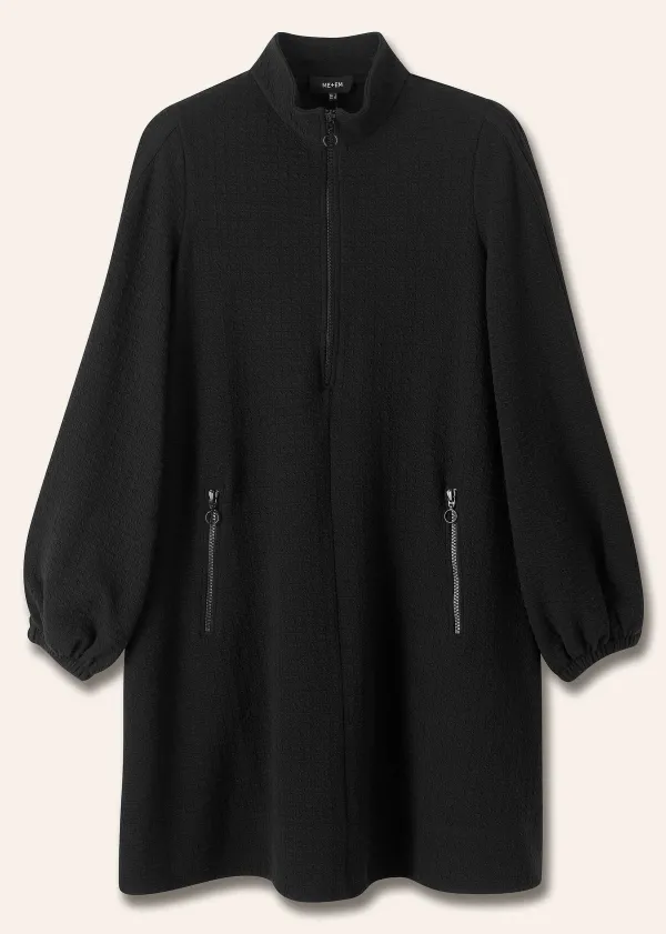 ME+EM Sporty Jacquard Zip Up Swing Dress | Women Long Sleeve Dresses