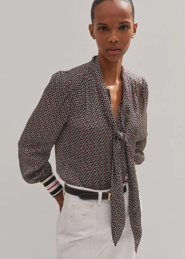 star_flower_print_pussybow_blouse_2.webp ME+EM Star Flower Print Pussybow Blouse | Women Blouses