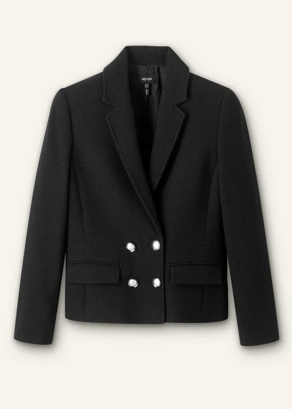 ME+EM Textured Bracelet Sleeve Contour Jacket | Women Crop Jackets