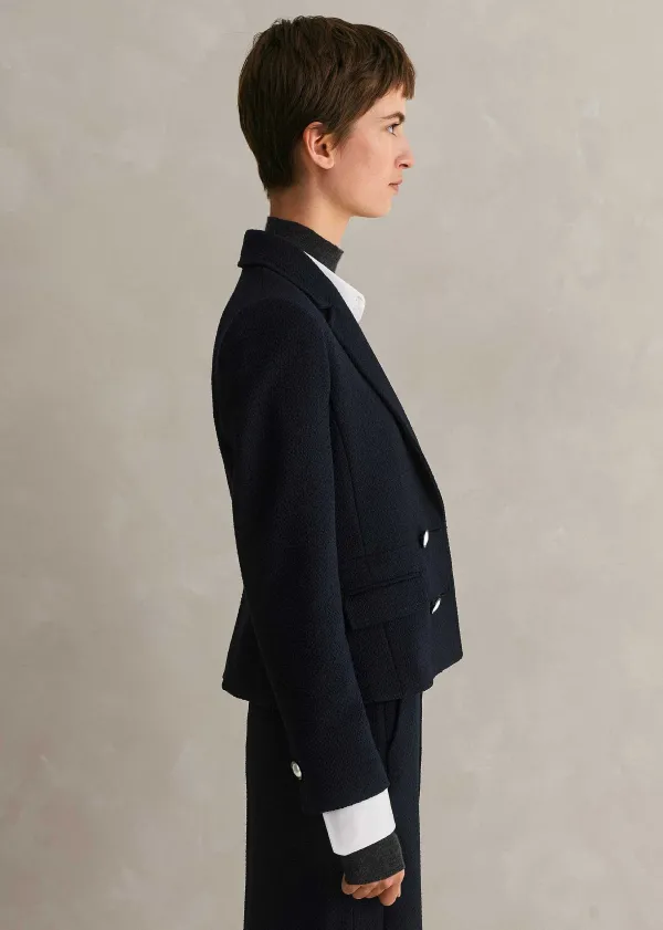 ME+EM Textured Bracelet Sleeve Contour Jacket | Women Crop Jackets