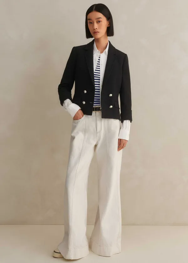 ME+EM Textured Bracelet Sleeve Contour Jacket | Women Crop Jackets