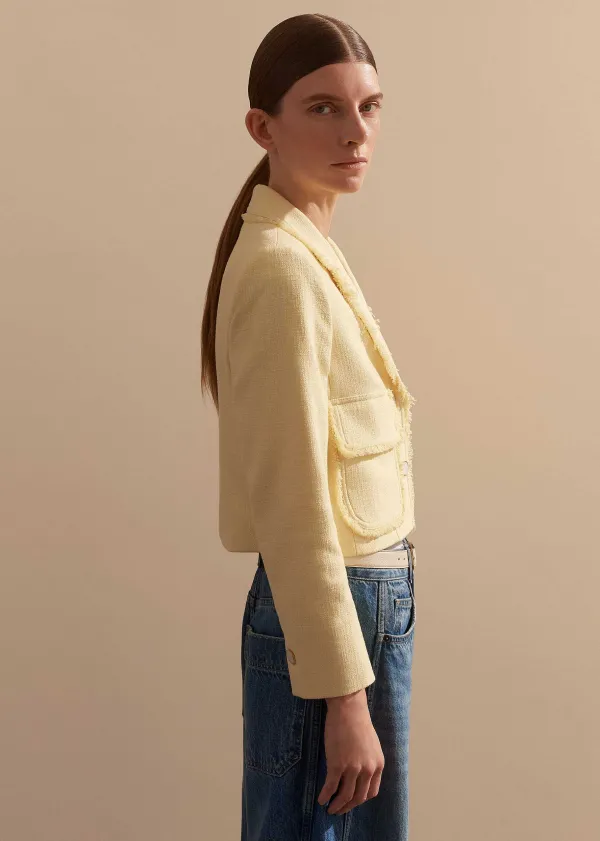 ME+EM Textured Cotton-Blend Crop Jacket | Women Crop Jackets