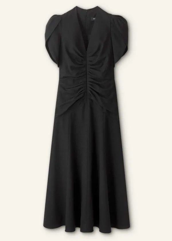 ME+EM Textured Pleat Front Midi Dress | Women Midi Dresses