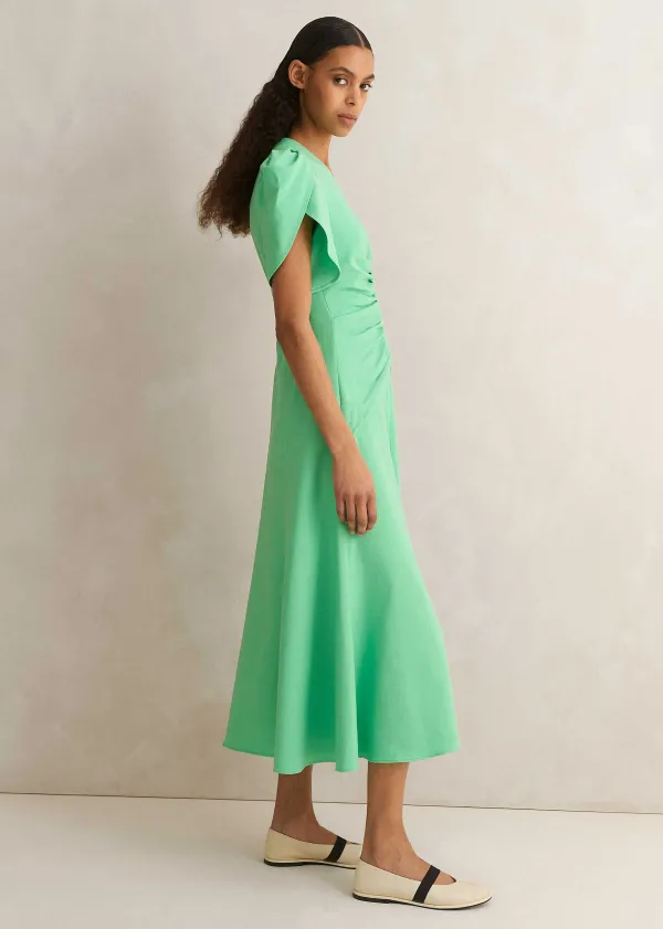 ME+EM Textured Pleat Front Midi Dress | Women Midi Dresses