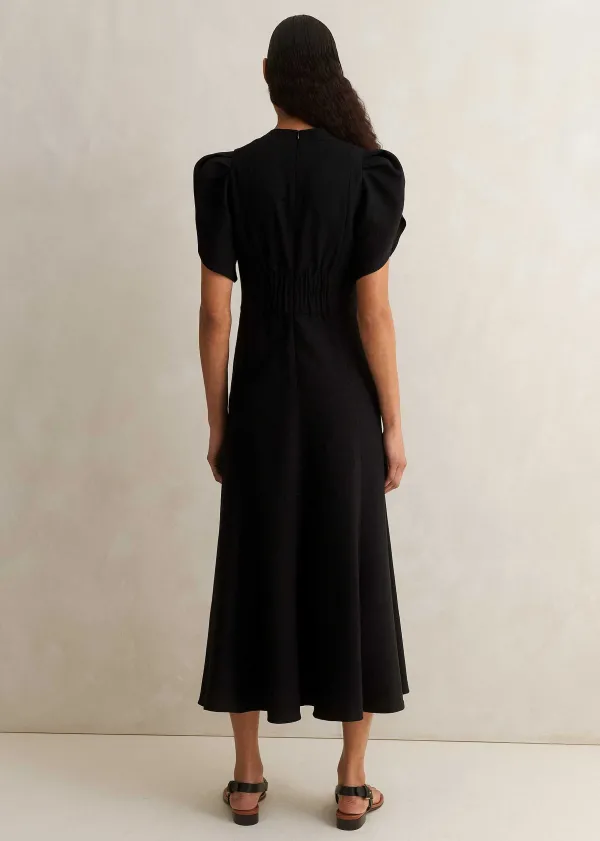 ME+EM Textured Pleat Front Midi Dress | Women Midi Dresses