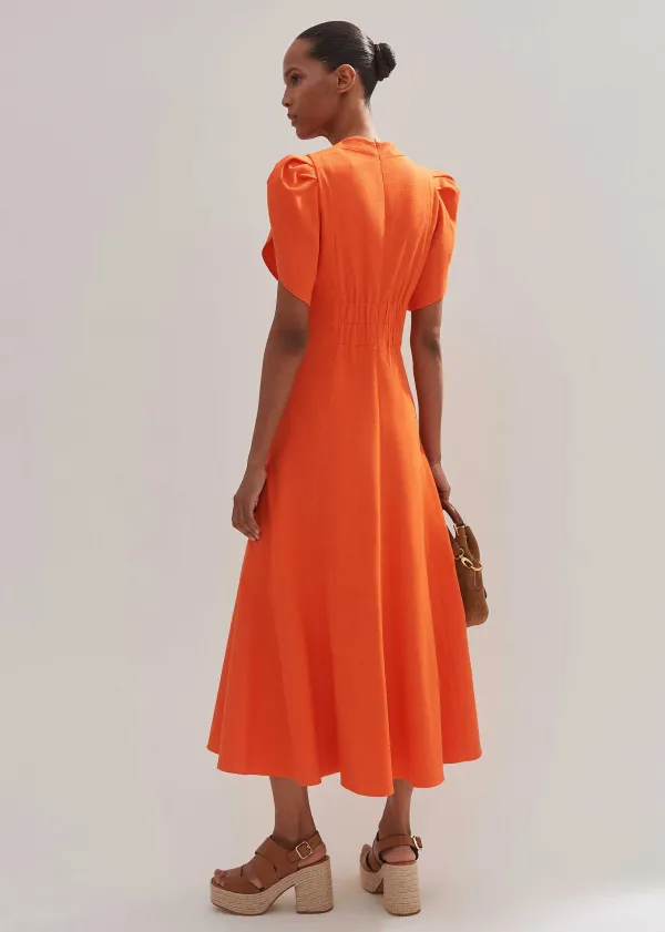 ME+EM Textured Pleat Front Midi Dress | Women Midi Dresses