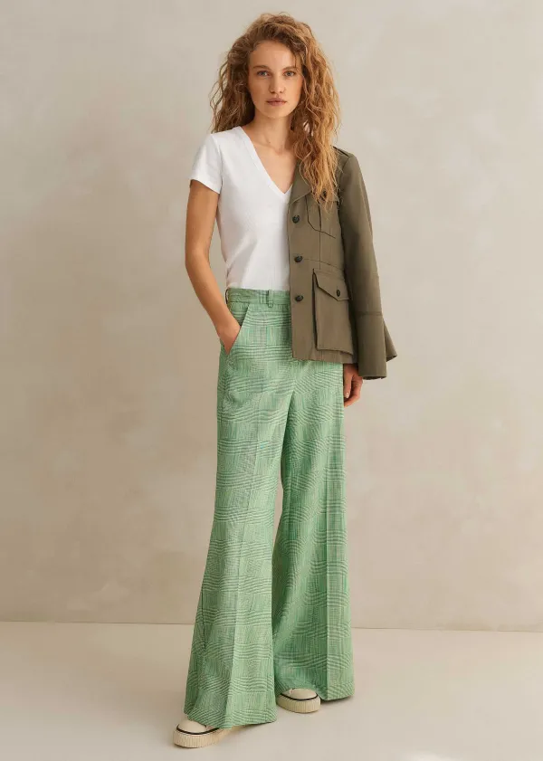 ME+EM Textured Prince Of Wales Check Man Pant | Women Wide-Leg Trousers