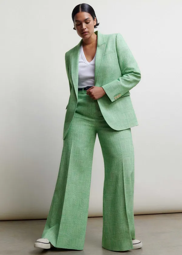 ME+EM Textured Prince Of Wales Check Man Pant | Women Wide-Leg Trousers