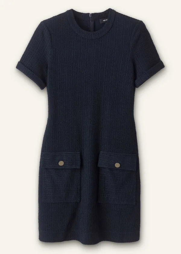 ME+EM Textured Short Sleeve Shift Dress | Women Short Dresses