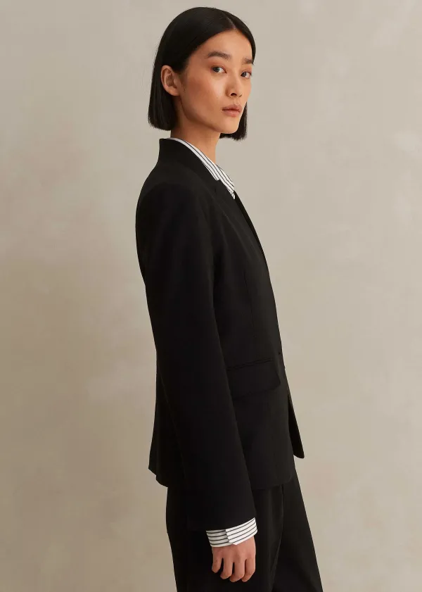 ME+EM Textured Tailoring Collarless Blazer | Women Blazers