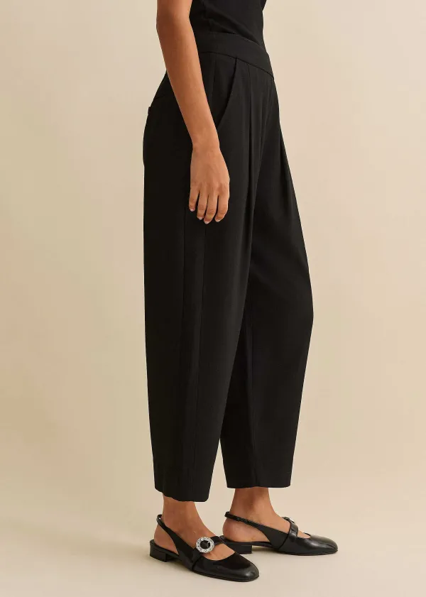 ME+EM Textured Weave Crop Tapered Trouser | Women Tapered Trousers