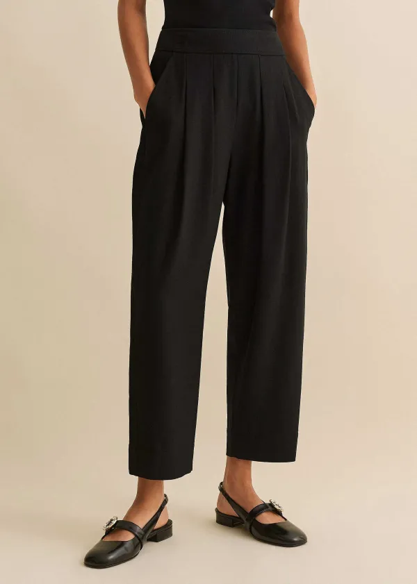 ME+EM Textured Weave Crop Tapered Trouser | Women Tapered Trousers