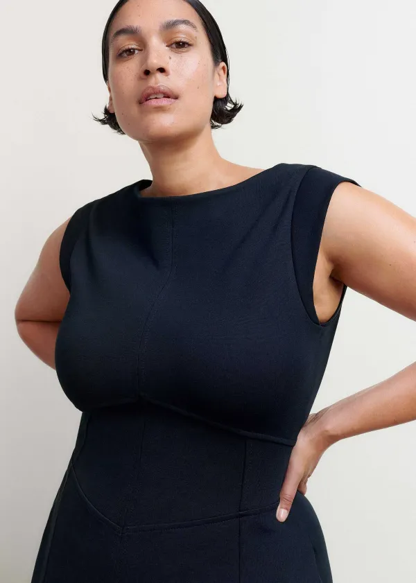 ME+EM Travel Tailoring Boat Neck Midi Dress | Women Midi Dresses