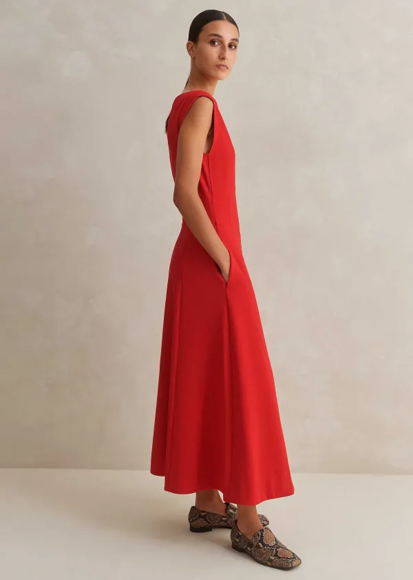ME+EM Travel Tailoring Boat Neck Midi Dress | Women Midi Dresses