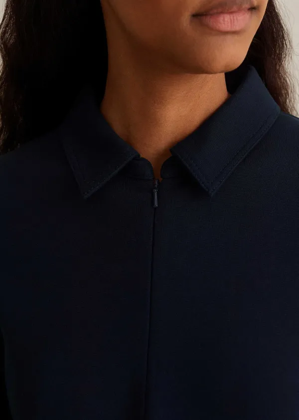 ME+EM Travel Tailoring Fluted Hem Shift Dress | Women Long Sleeve Dresses