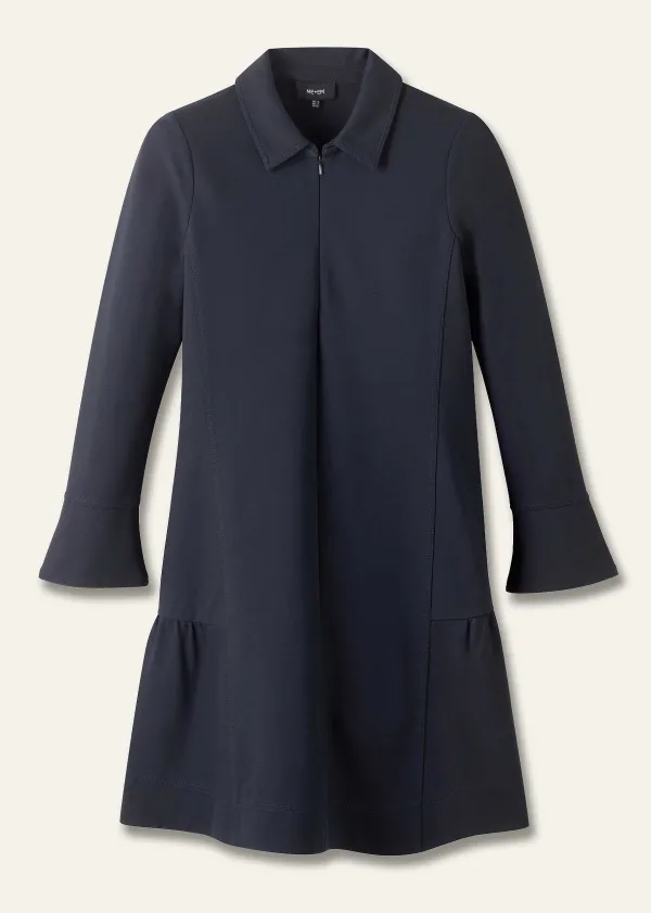 travel_tailoring_fluted_hem_shift_dress_2.webp ME+EM Travel Tailoring Fluted Hem Shift Dress | Women Long Sleeve Dresses