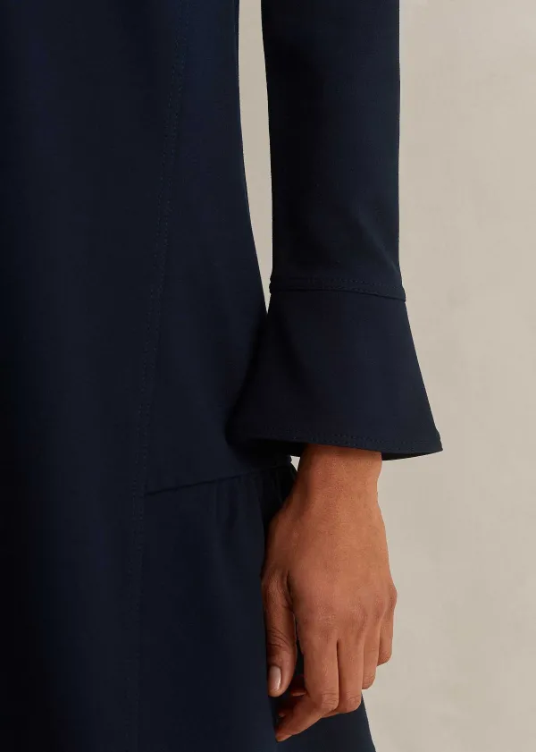 travel_tailoring_fluted_hem_shift_dress_5.webp ME+EM Travel Tailoring Fluted Hem Shift Dress | Women Long Sleeve Dresses