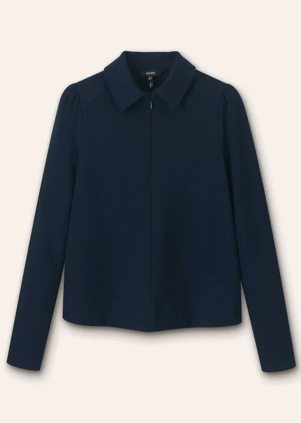 ME+EM Travel Tailoring Shirt Collar Swing Top | Women Sweatshirts & Long Sleeve Tops