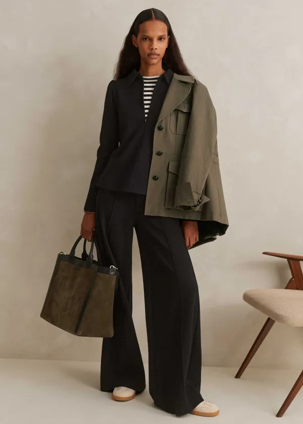 ME+EM Travel Tailoring Shirt Collar Swing Top | Women Sweatshirts & Long Sleeve Tops