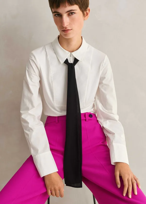 ME+EM Tuxedo Layering Shirt + Tie | Women Shirts