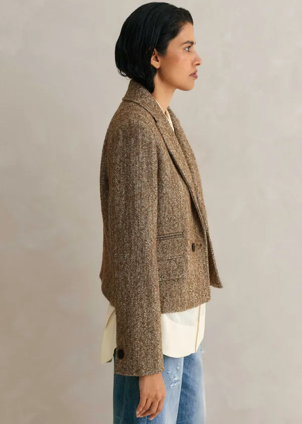 ME+EM Tweed Cropped Coat Jacket | Women Crop Jackets