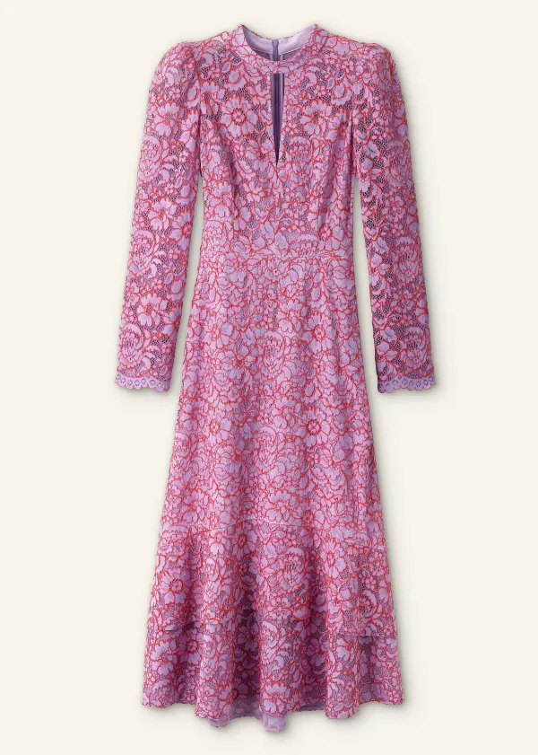 ME+EM Two-Tone Lace Midi Dress | Women Midi Dresses