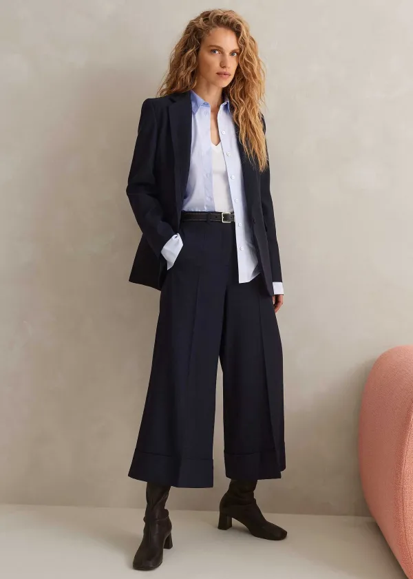 ME+EM Wool - Blend Exaggerated Crop Trouser Suit | Women Suits And Co-Ords