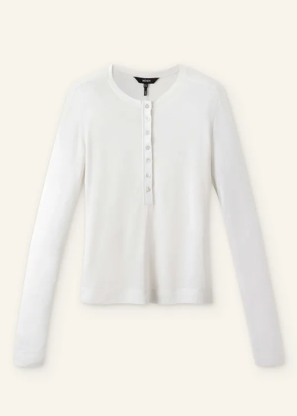 ME+EM Wool Jersey Henley Top | Women T-Shirts