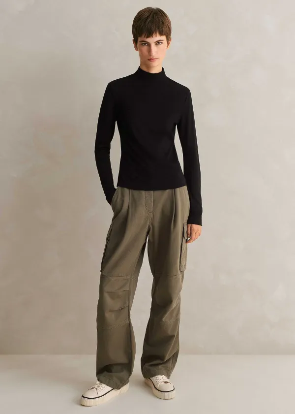 ME+EM Wool Jersey Roll Neck Top | Women Sweatshirts & Long Sleeve Tops